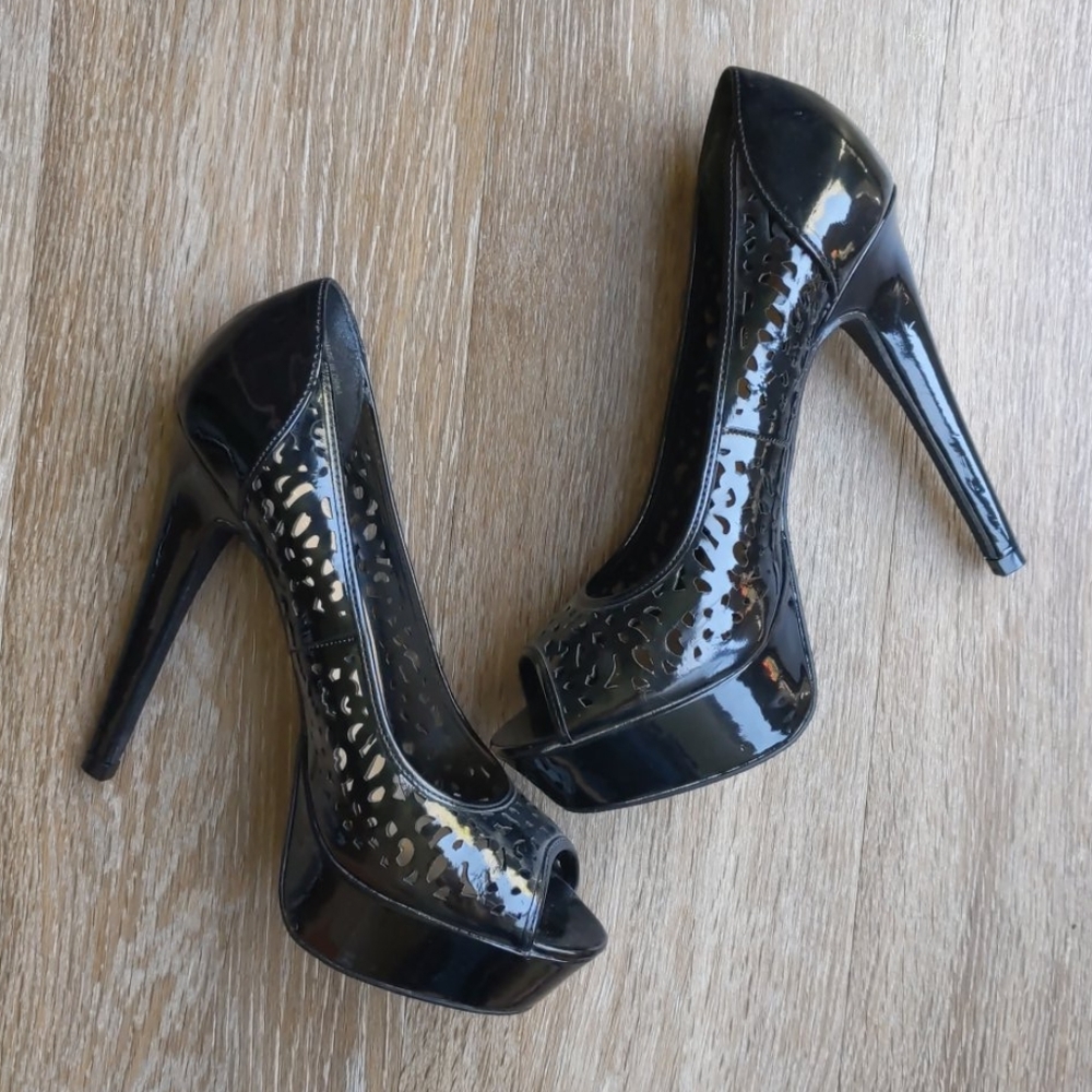 Black Cut Out High Heels